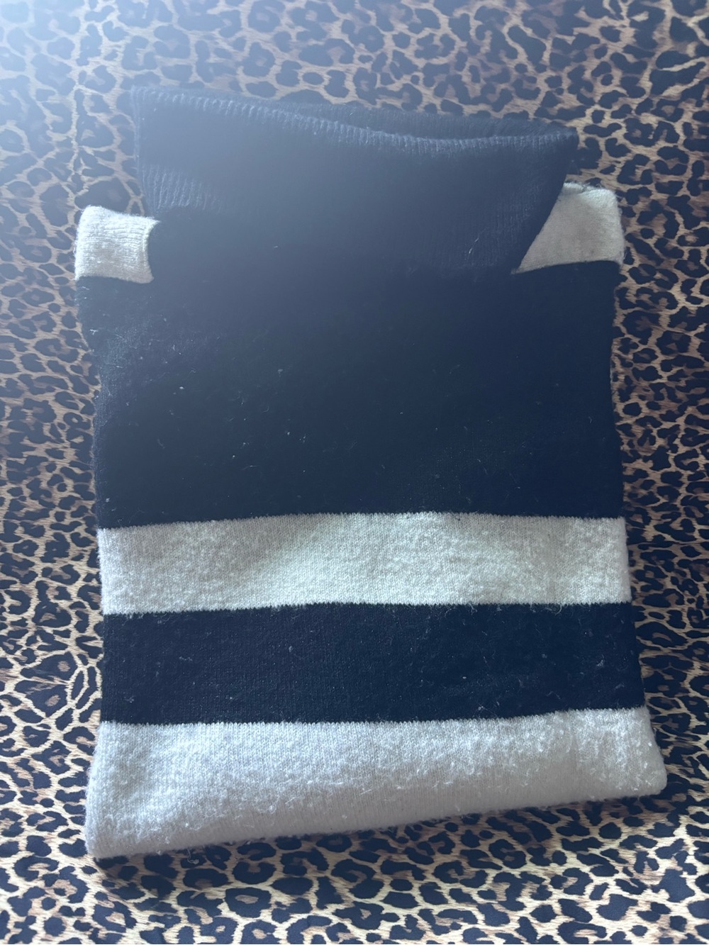 Women’s Black and white soft  Striped Turtleneck Sweater